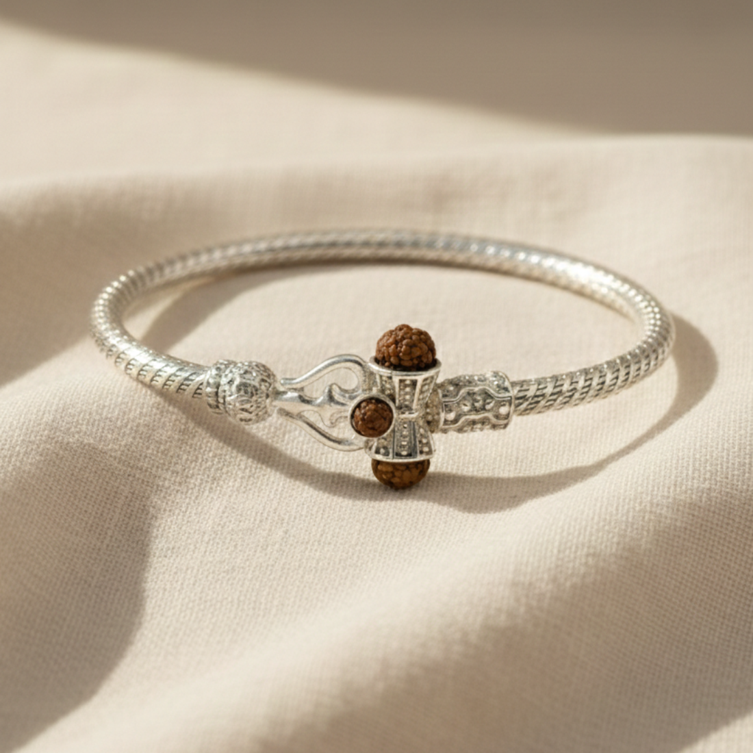 STERLING SILVER MAHADEV DAMRU KADA FOR MEN