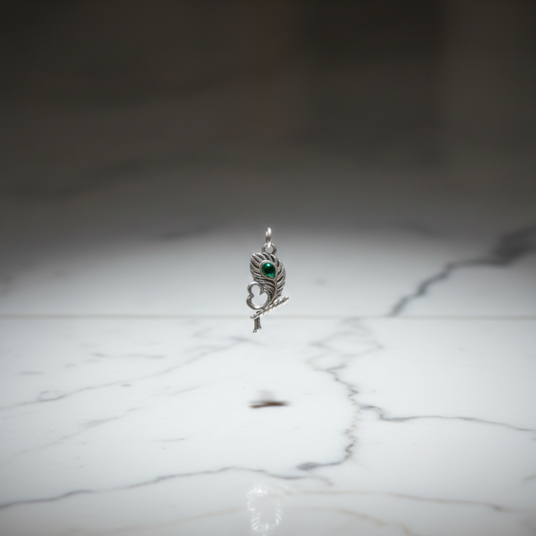 Elegant Sterling Silver Stylized Leaf Pendant with Om and flute