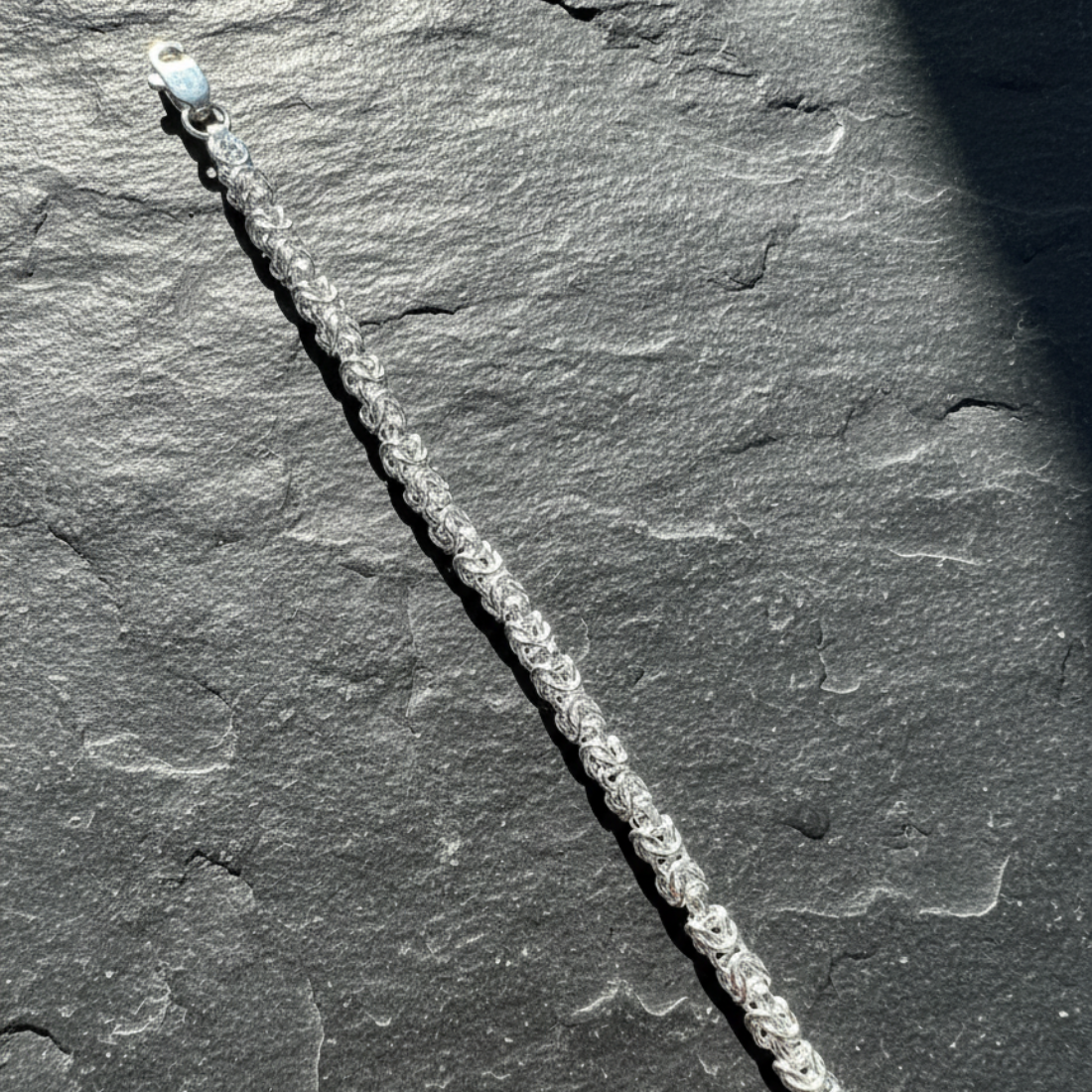Elegant Silver Byzantine Chain Bracelet with Lobster Clasp
