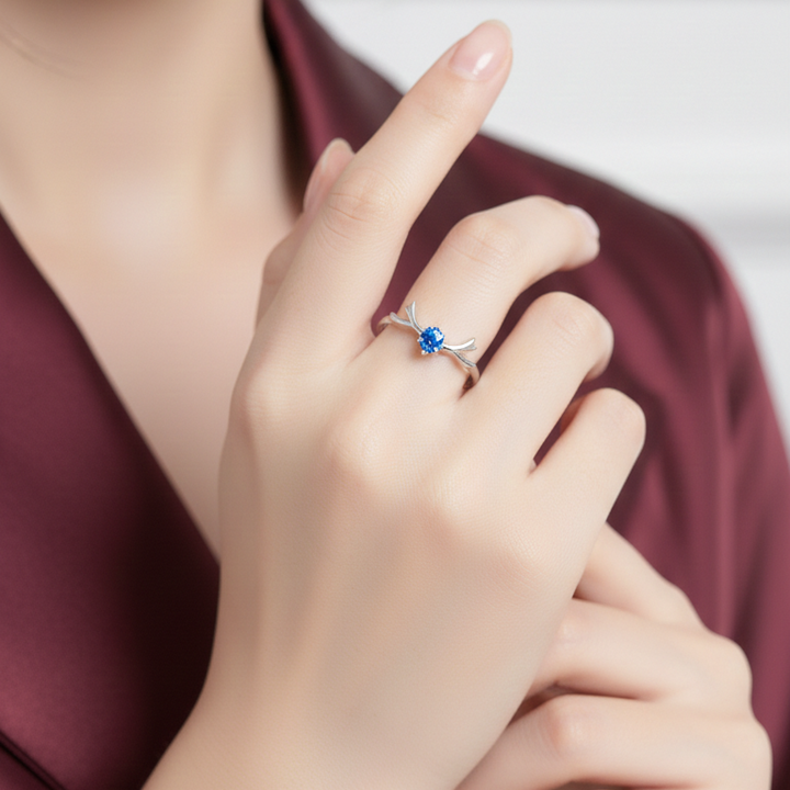 Midnight Sapphire Elegance Silver Ring
