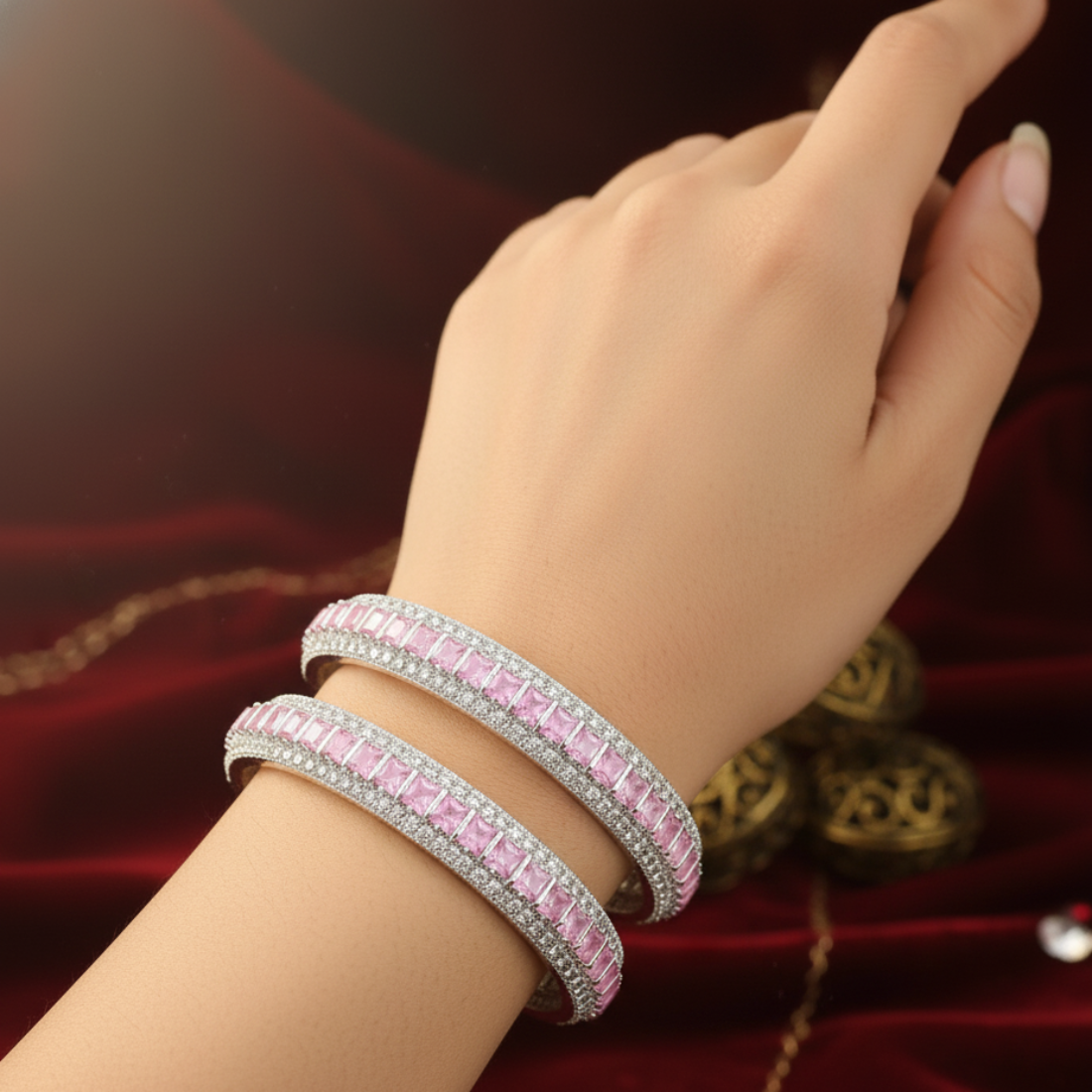 Silver Bangles with Stone