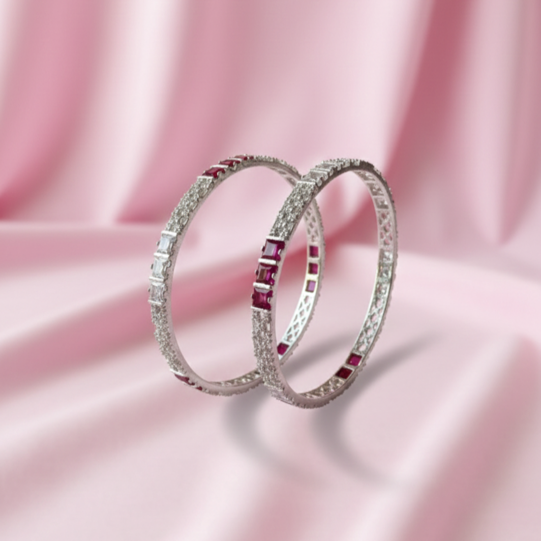 Contemporary Ruby & Zircon Bangle Bold Sparkle
