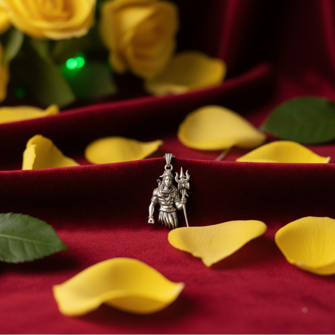 Oxidized Silver Lord Shiva Pendant with Trishul and Damru