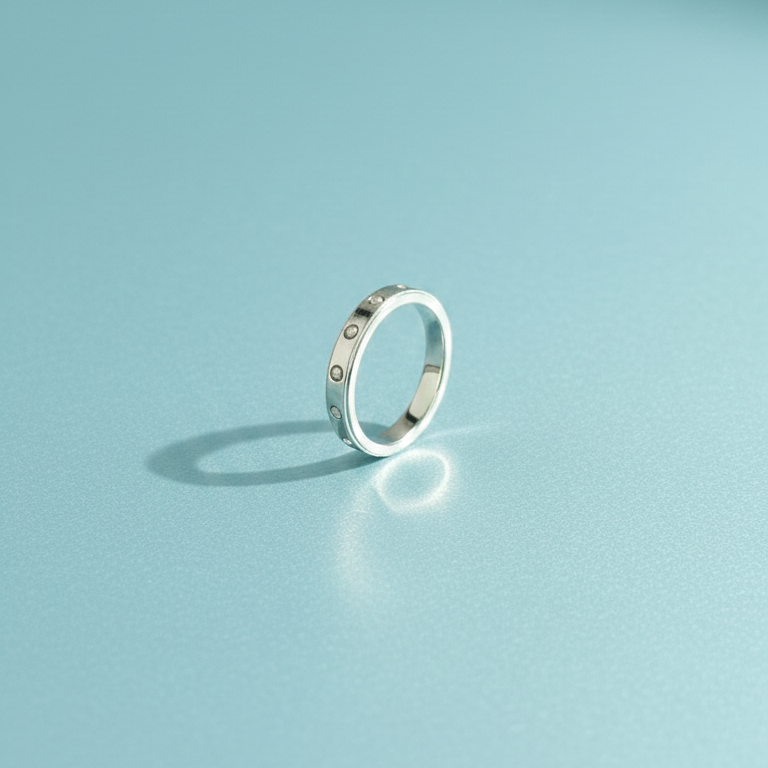 Elegant Silver Minimalist Stacking Ring with Brilliant Accents