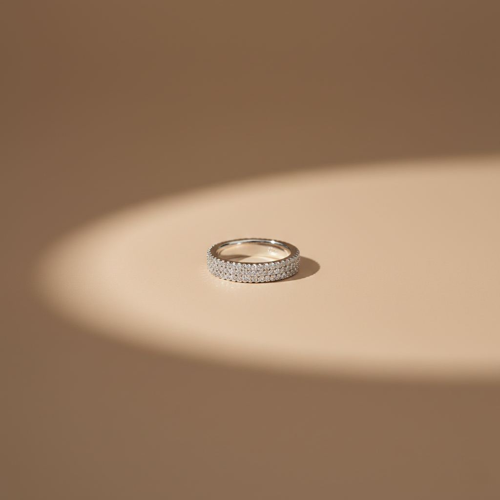 Dazzling Triple-Row Diamond Eternity Silver Band