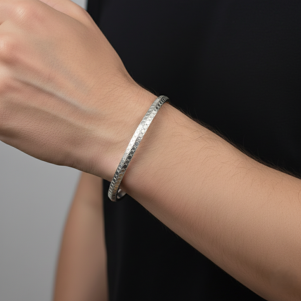 Textured Silver Kada Timeless Everyday Elegance