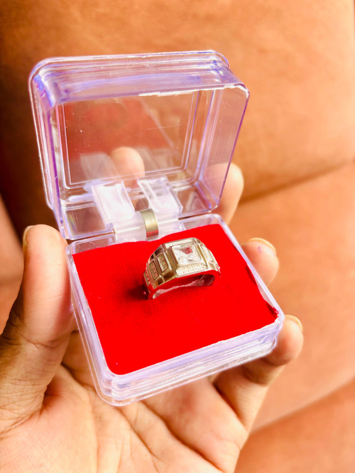 Men's White Diamond Sliver Ring