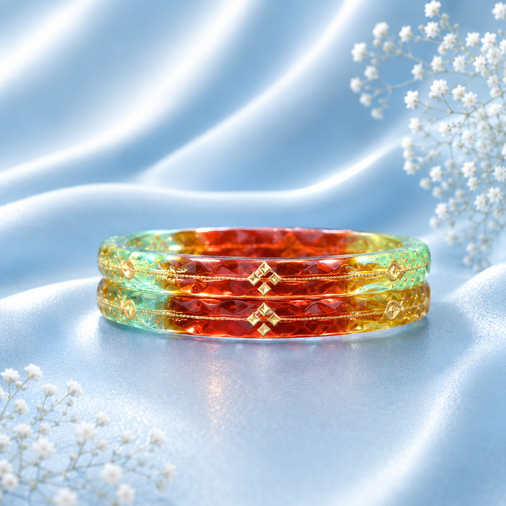 Multicolor Crystal Designer Bangles for Women | Premium Rainbow Fashion Bangles