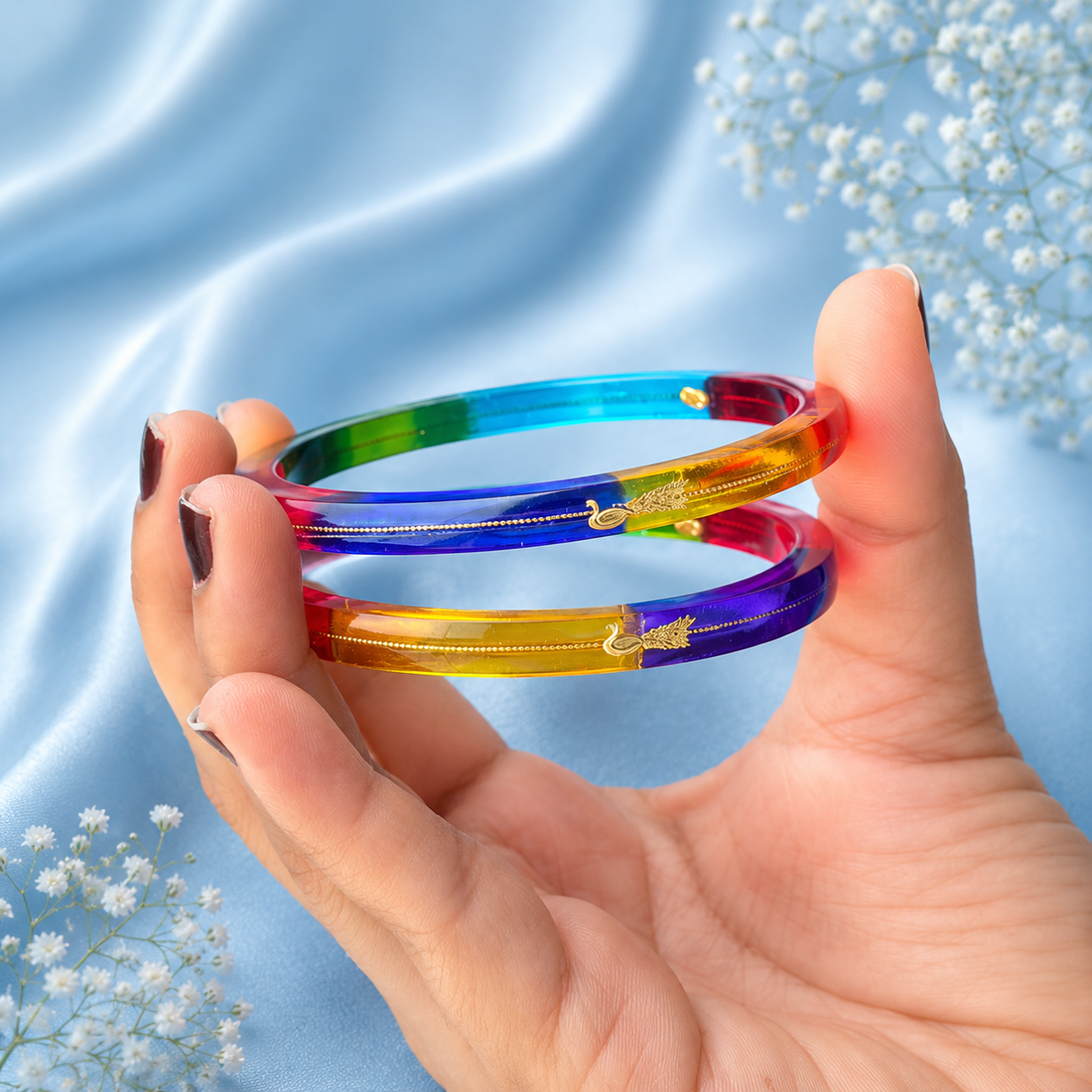 Rainbow Designer Bangles for Women | Colorful Traditional Fashion Bangles