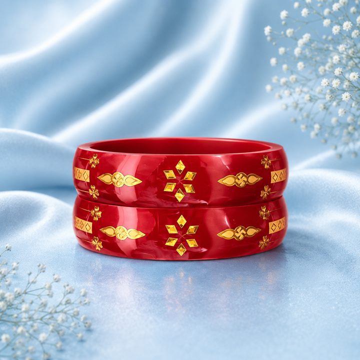 Traditional Red & Gold Bangles for Women | Elegant Bridal Designer Bangles