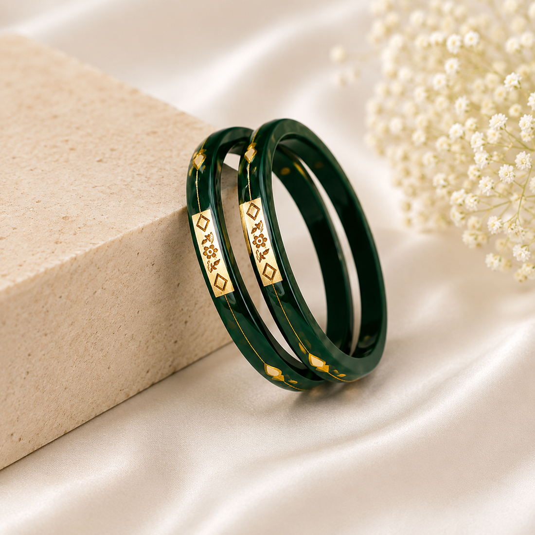 Elegant 916 Green GOLD BANGLES FOR WOMEN