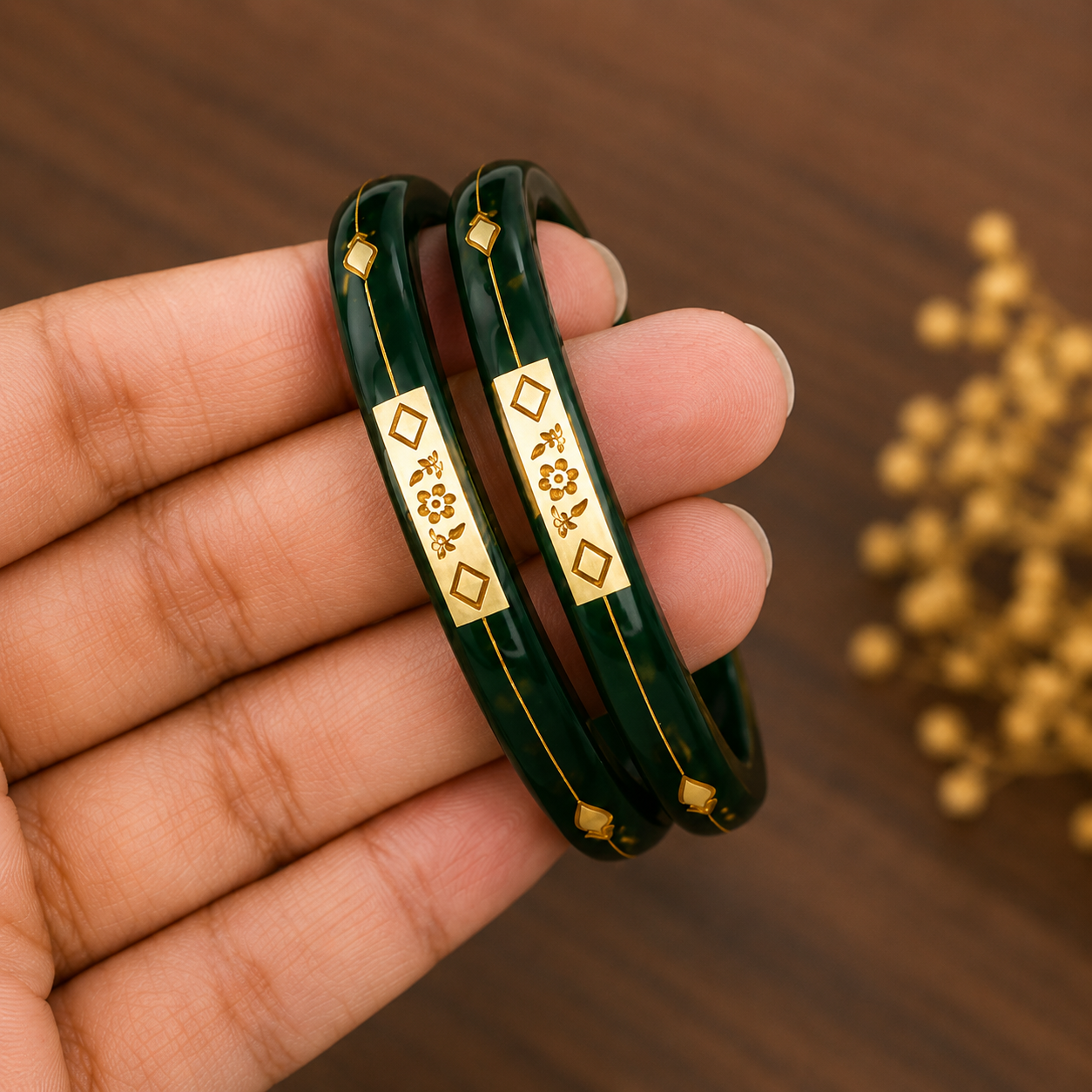 Elegant 916 Green GOLD BANGLES FOR WOMEN