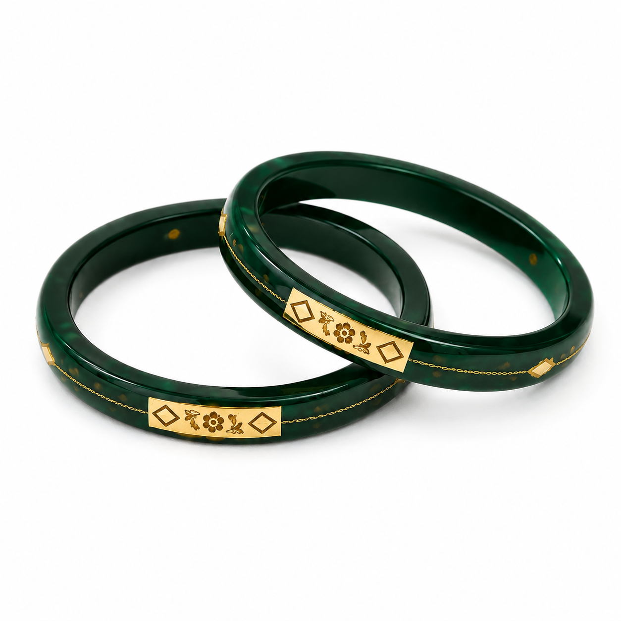 Elegant 916 Green GOLD BANGLES FOR WOMEN